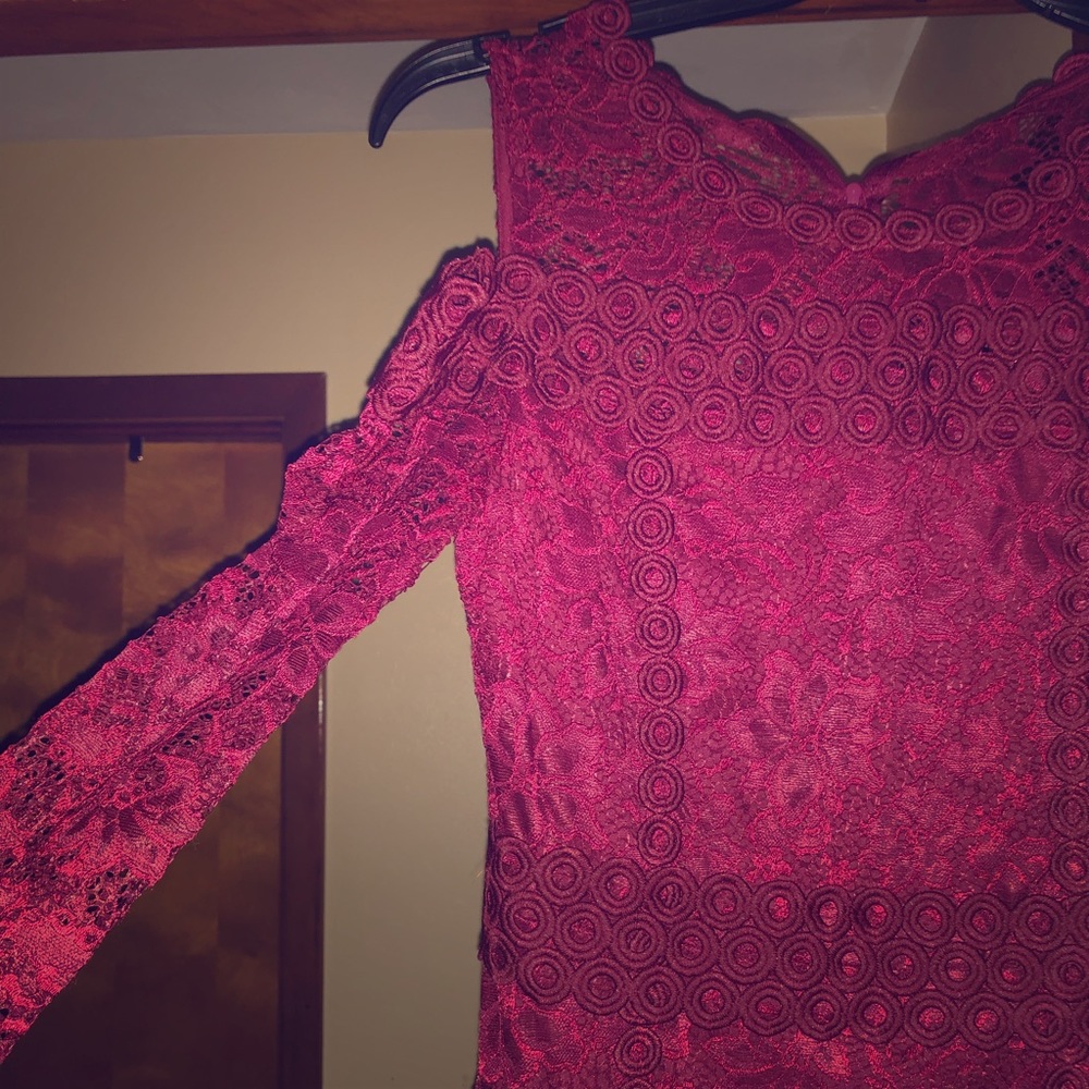 Burgundy Cold shoulder dress